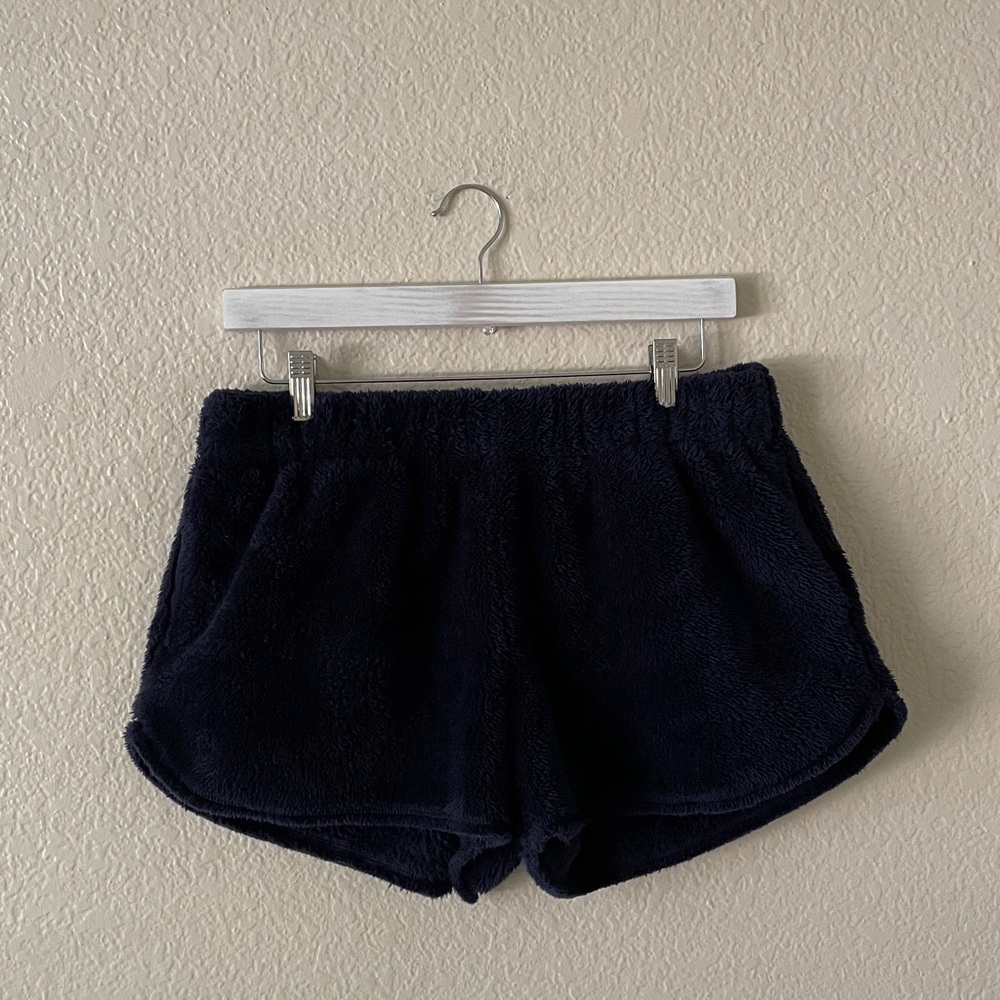 aerie Soft Teddy Shorts Blue Fleece Loungewear Short